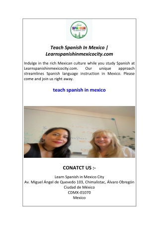 Teach Spanish In Mexico  Learnspanishinmexicocity.com