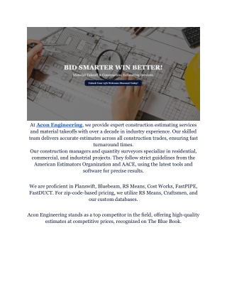 Acon Engineering - Best Construction Estimating Services