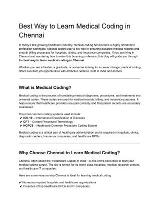 Medical Coding in Chennai