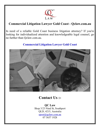 Commercial Litigation Lawyer Gold Coast - Qclaw.com.au