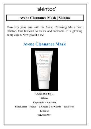Avene Cleanance Mask Skintoc
