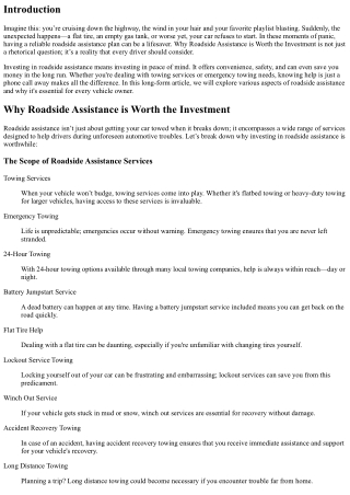 Why Roadside Assistance is Worth the Investment