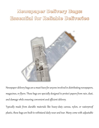 Newspaper Delivery Bags: Essential for Reliable Deliveries