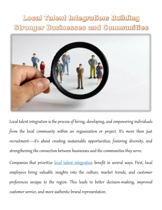 Local Talent Integration: Building Stronger Businesses and Communities