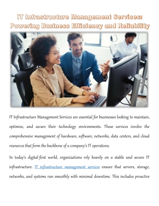 IT Infrastructure Management Services: Powering Business Efficiency and Reliabil
