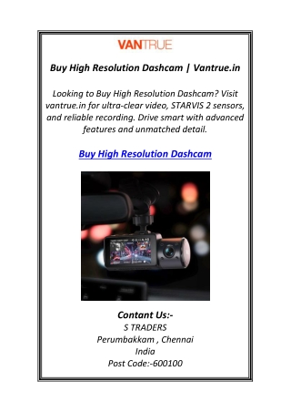 Buy High Resolution Dashcam | Vantrue.in