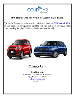 SUV Rental Options Available Across SXM Island!