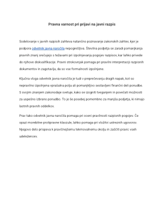 Pravna varnost pri prijavi na javni razpis