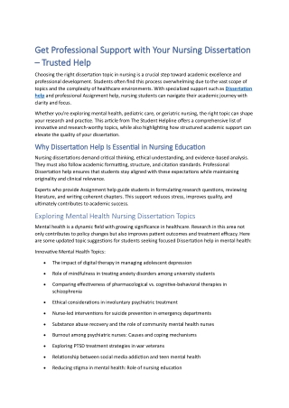 Get Professional Support with Your Nursing Dissertation