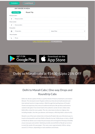 Delhi to Manali cabs at ₹5400 - Upto 25% OFF