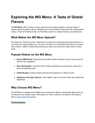 Exploring the WG Menu_ A Taste of Global Flavors