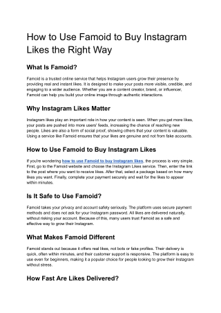 How to Use Famoid to Buy Instagram Likes the Right Way