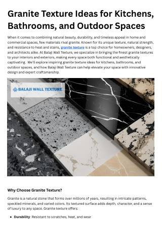 Granite Texture Ideas for Kitchens, Bathrooms, and Outdoor Spaces