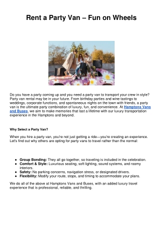 Rent a Party Van – Fun on Wheels