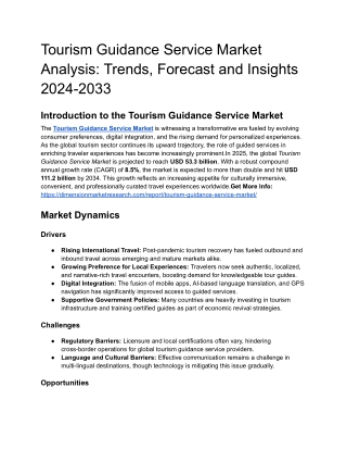 Tourism Guidance Service Market