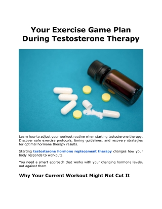 Your Exercise Game Plan During Testosterone Therapy
