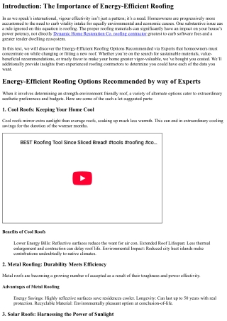 Energy-Efficient Roofing Options Recommended through Experts