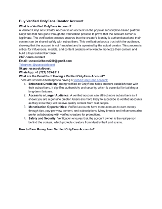 Buy Verified OnlyFans Creator Account