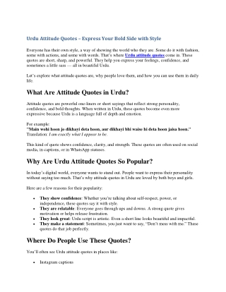 Urdu Attitude Quotes – Express Your Bold Side with Style