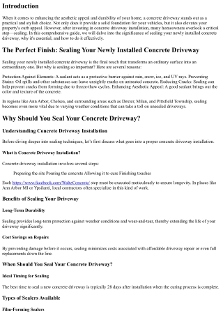 The Perfect Finish: Sealing Your Newly Installed Concrete Driveway
