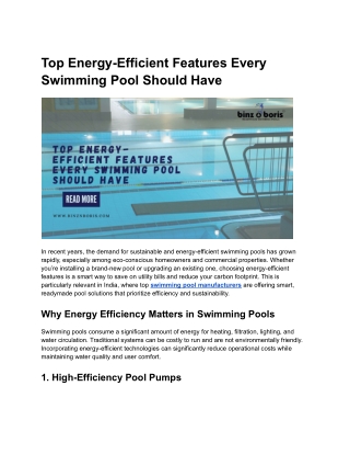 Top Energy-Efficient Features Every Swimming Pool Should Have