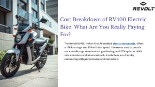 Cost Breakdown of RV400 Electric Bike: What Are You Really Paying For?
