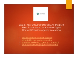Unlock Your Brand’s Potential with Third Eye Blind Productions Your Trusted Digital Content Creation Agency in Mumbai