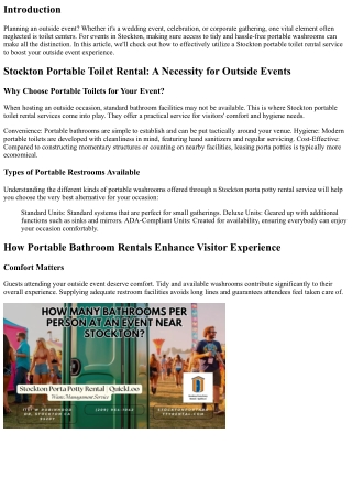 How to Make the Most of Your Outdoor Event with a Portable Restroom Rental in St