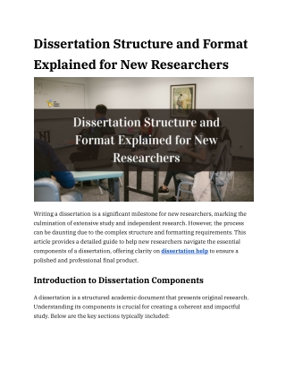Dissertation Structure and Format Explained for New Researchers