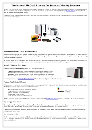 Professional ID Card Printers for Seamless Identity Solutions