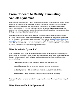 From Concept to Reality_ Simulating Vehicle Dynamics
