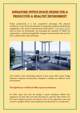 Singapore Office Space Design for a Productive & Healthy Environment