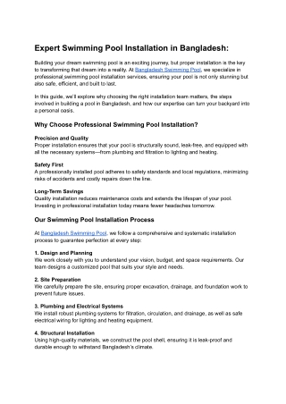 Expert Swimming Pool Installation in Bangladesh (1)