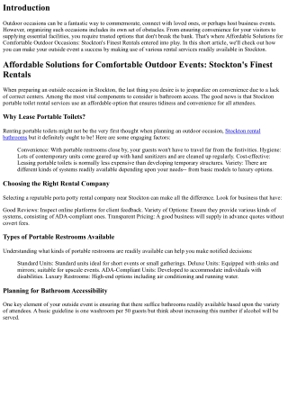 Economical Solutions for Comfortable Outdoor Events: Stockon's Finest Leasings