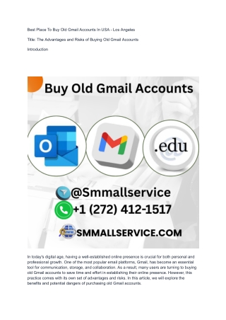 Best Place To Buy Old Gmail Accounts In USA - Los Angeles