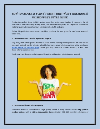 How to Choose a Funny T‑Shirt That Won’t Age Badly UK Shopper’s Style Guide