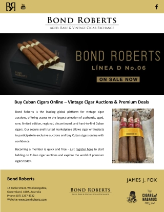 Buy Cuban Cigars Online – Vintage Cigar Auctions & Premium Deals