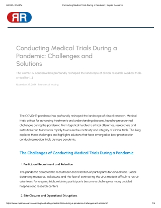Delivering Clinical Trials During a Pandemic Overcoming Major Hurdles
