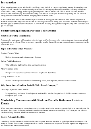 Making The Most Of Convenience with Stockton Portable Restroom Leasings at Event