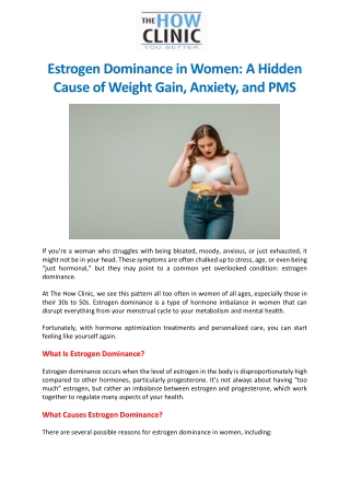 Estrogen Dominance in Women: A Hidden Cause of Weight Gain, Anxiety, and PMS