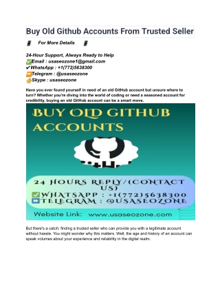 Buy Old Github Accounts From Trusted Seller
