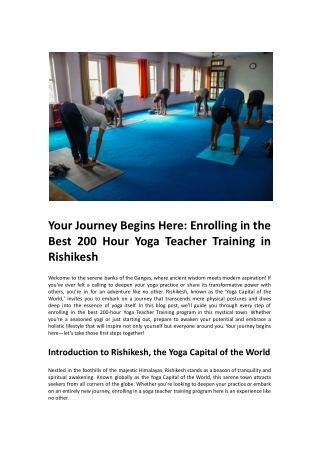 Your Journey Begins Here: Enrolling in the Best 200 Hour Yoga Teacher Training