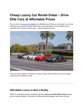 Cheap Luxury Car Rental Dubai – Drive Elite Cars at Affordable Prices