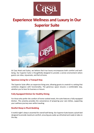 Experience Wellness and Luxury in Our Superior Suite