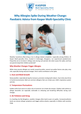 Why Allergies Spike During Weather Change Paediatric Advice from Kasper Multi-Speciality Clinic
