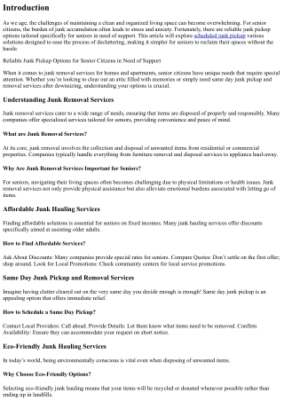 Reliable Junk Pickup Options for Senior Citizens in Need of Support