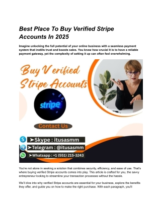 Best Place To Buy Verified Stripe Accounts In 2025
