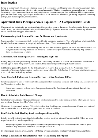 Apartment Junk Pickup Services Explained—A Comprehensive Guide