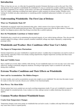 Windshields and Weather: How Conditions Affect Your Car’s Safety