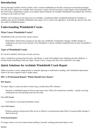 Quick Solutions for Archdale Windshield Crack Repair